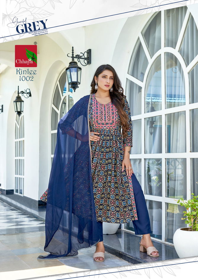 Kinlee Chhaya Rayon Printed Readymade Suits Catalog